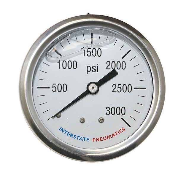 Interstate Pneumatics Oil Filled Pressure Gauge 3000 PSI 2-1/2 Inch Dial 1/4 Inch NPT Rear Mount G7122-3000 - main